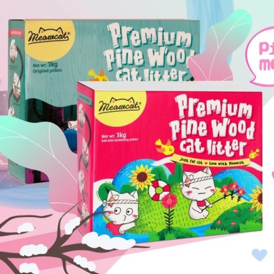 Wood sand mixed with MEOWCAT activated carbon